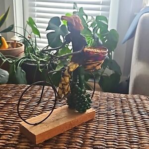 Handmade Uganda, Africa bicyclist with market basket of food